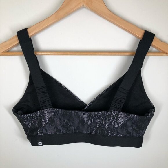 Fabletics Black Lace Look  Surplice Sports Bra Size Small - Picture 5 of 5
